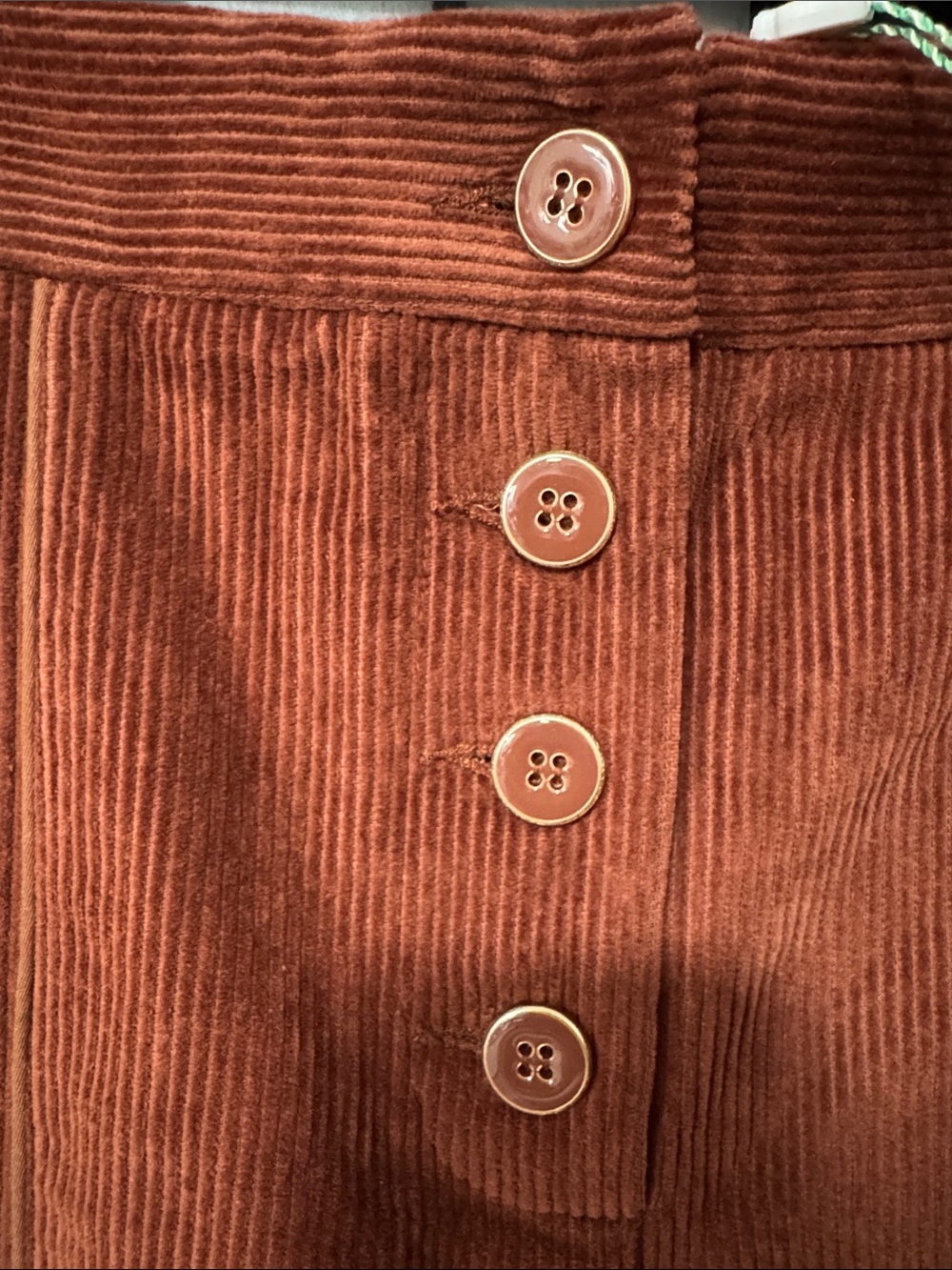 FARM Rio L Brown Corduroy Flare Pants  High Rise Button Detail Retro Wide Leg - Picture 8 of 15